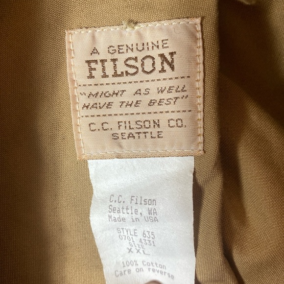 Vintage Filson tin cloth field mens XXL tan button up jacket - Picture 3 of 4